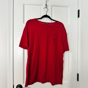Nautica Men's Red Short-Sleeve Crewneck Tee with Sail Logo